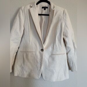 Ann Taylor Tweed Textured Cream Blazer